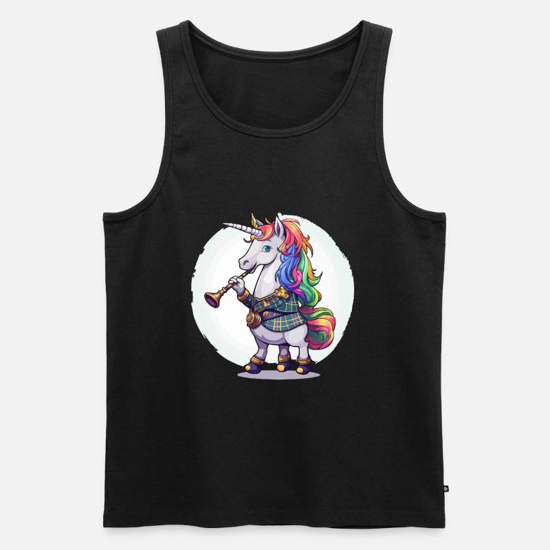 Buntes Einhorn mit Trompete - Männer Premium Bio Tank Top - Schwarz