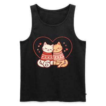 Katzen Valentinstag 67 Six Seven Lustig Niedlich - Männer Premium Bio Tank Top - Schwarz - Vorne - AI Model Male 178 light (178cm)