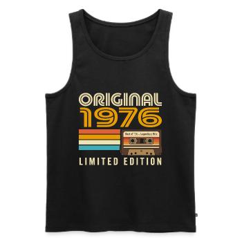 Original 1976 Vintage Vintage Anniversaire Rétro - Débardeur bio Premium Homme - noir - Devant - AI Model Male 178 light (178cm)