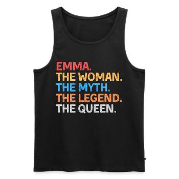 Emma, die Frau, der Mythos, die Legende, die Königin - Männer Premium Bio Tank Top - Schwarz - Vorne - Michal (187cm)