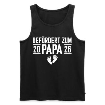 Baby Shower promu au rang de papa 2026 - Débardeur bio Premium Homme - noir - Devant - Michal (187cm)