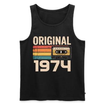 Originales Retro-Jubiläum von 1974 - Männer Premium Bio Tank Top - Schwarz - Vorne - Michal (187cm)