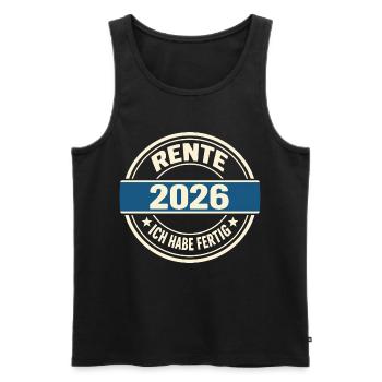 Pensionnaire 2026 J’ai terminé - Sweet Pension Happened - Débardeur bio Premium Homme - noir - Devant - AI Model Male 178 light (178cm)