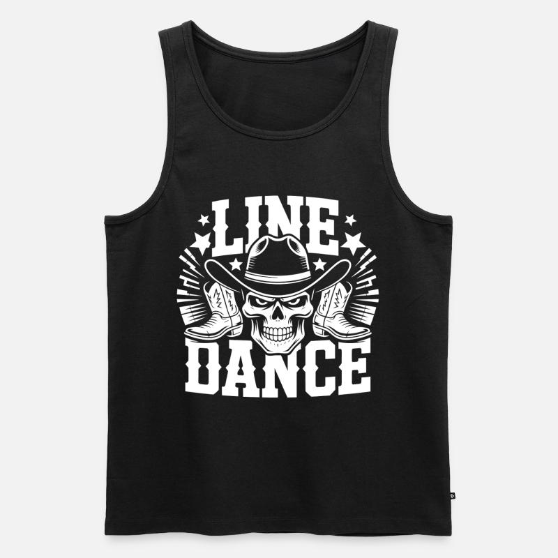 Line Dance Skull Western - Männer Premium Bio Tank Top - Schwarz