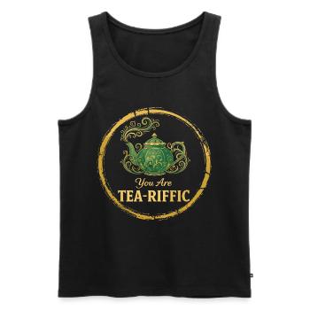 You Are Tea-Riffic – Vintage Teekanne Wortwitz - Männer Premium Bio Tank Top - Schwarz - Vorne - AI Model Male 178 light (178cm)