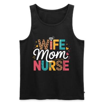Wife Mom Nurse Leopard - Männer Premium Bio Tank Top - Schwarz - Vorne - AI Model Male 178 light (178cm)