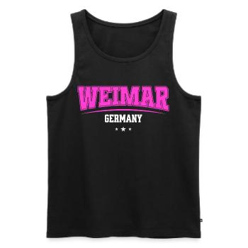 Weimar Germany Pink Retro Logo - Men's Premium Organic Tank Top - black - Front - AI Model Male 178 light (178cm)