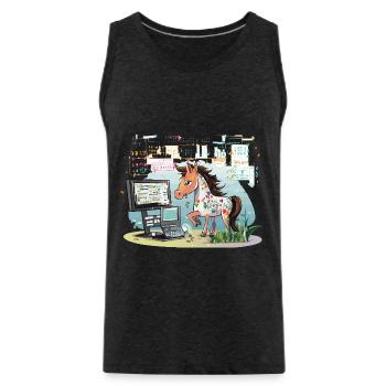 Digital Graffiti Pony - Men's Premium Organic Tank Top - charcoal grey - Front - Alexander (188cm)