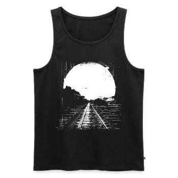 Dessin ferroviaire - Débardeur bio Premium Homme - noir - Devant - AI Model Male 178 light (178cm)