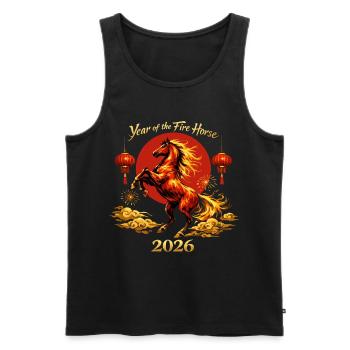 Chinesisches Neujahr Pferd 2026 Familien Geschenk - Männer Premium Bio Tank Top - Schwarz - Vorne - Michal (187cm)