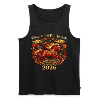 Feuerpferd 2026 T-Shirt | Chinesisches Neujahr Ste - Männer Premium Bio Tank Top - Schwarz - Vorne - Michal (187cm)