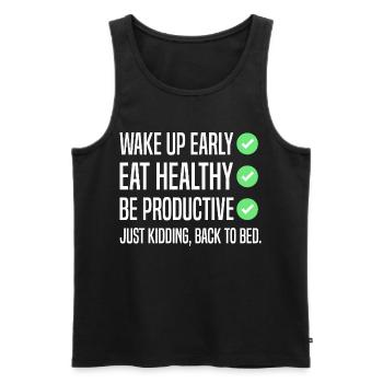 Funny New Year's Resolution - Men's Premium Organic Tank Top - black - Front - AI Model Male 178 light (178cm)