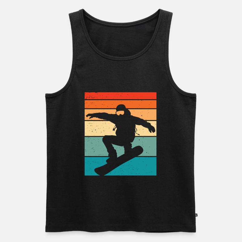 Snowboard retro Snowboarden - Männer Premium Bio Tank Top - Schwarz