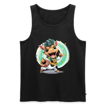 Kuh Trommler im Karneval - Männer Premium Bio Tank Top - Schwarz - Vorne - AI Model Male 178 light (178cm)