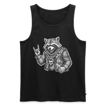 Retro Raccoon Rock Music Gift Funny - Men's Premium Organic Tank Top - black - Front - Michal (187cm)