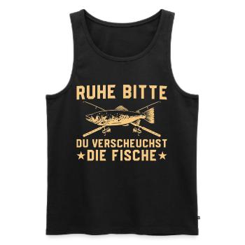 Pêche : repose-toi pour faire fuir les poissons - Débardeur bio Premium Homme - noir - Devant - Michal (187cm)