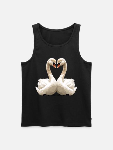 Swan Heart Silhouette - Men's Premium Organic Tank Top - black