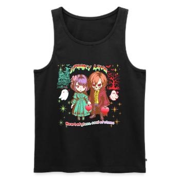 Spooky Love : Skull Chibi en manga gothique pastel - Débardeur bio Premium Homme - noir - Devant - Michal (187cm)