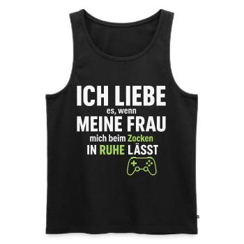 J’aime ma femme – quand elle me laisse jouer - Débardeur bio Premium Homme - noir - Devant - Michal (187cm)