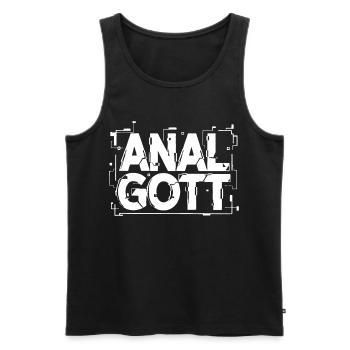Anal Gott Schriftzug - Männer Premium Bio Tank Top - Schwarz - Vorne - AI Model Male 178 light (178cm)