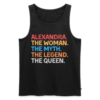 Alexandra La Femme Le Mythe La Légende La Reine - Débardeur bio Premium Homme - noir - Devant - Michal (187cm)