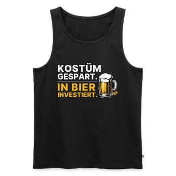 Kostüm gespart, in Bier investiert Spruch Karneval - Männer Premium Bio Tank Top - Schwarz - Vorne - AI Model Male 178 light (178cm)