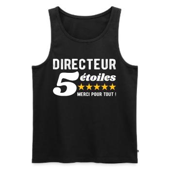 Cadeau Directeur 5 Étoiles - Merci pour tout  - Débardeur bio Premium Homme - noir - Devant - AI Model Male 178 light (178cm)