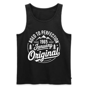 Januar 1965 – Vintage Adventure Outdoor Edition - Männer Premium Bio Tank Top - Schwarz - Vorne - Michal (187cm)
