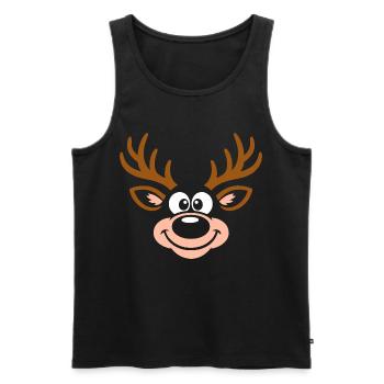 Hirsch | Big Face Costume Carnival Disguise - Men's Premium Organic Tank Top - black - Front - Michal (187cm)