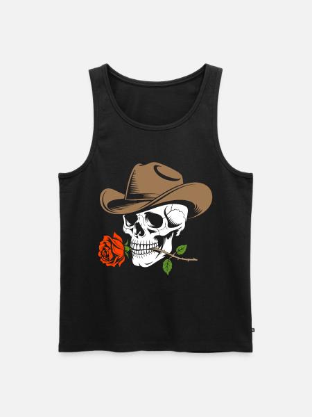 Skeleton Cowboy Rose - Men's Premium Organic Tank Top - black