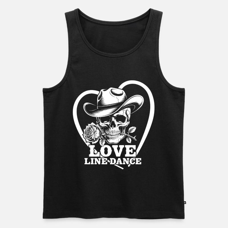 Schädel Liebe Line Dance - Männer Premium Bio Tank Top - Schwarz