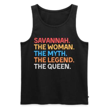 Savannah La Femme Le Mythe La Légende La Reine - Débardeur bio Premium Homme - noir - Devant - Michal (187cm)