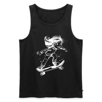 Dessin de fille en skateboard - Débardeur bio Premium Homme - noir - Devant - Michal (187cm)