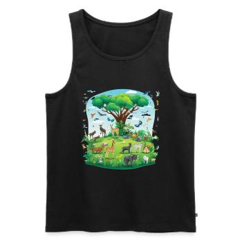 Paradis animal sous l’arbre - Débardeur bio Premium Homme - noir - Devant - AI Model Male 178 light (178cm)