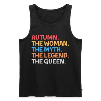 Automne La Femme Le Mythe La Légende La Reine - Débardeur bio Premium Homme - noir - Devant - Michal (187cm)
