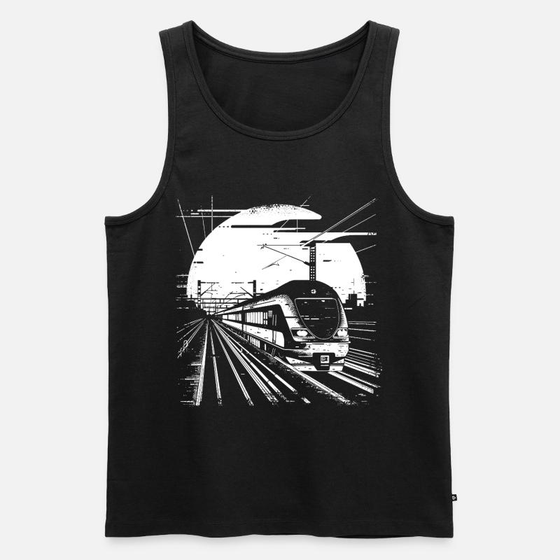 Eisenbahn Zeichnung - Männer Premium Bio Tank Top - Schwarz