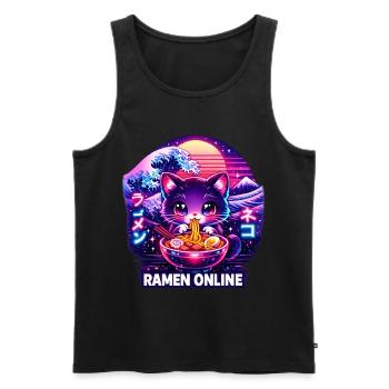 Ramen Neon Katze Kawaii Japan - Männer Premium Bio Tank Top - Schwarz - Vorne - Michal (187cm)