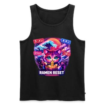 Ramen Cat Gaming Neon Kawaii Japan - Men's Premium Organic Tank Top - black - Front - Michal (187cm)