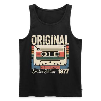 49th Anniversary - Vintage Gift 1977 - Men's Premium Organic Tank Top - black - Front - AI Model Male 178 light (178cm)