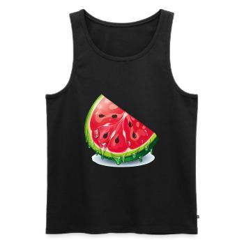 Wassermelone Tropfen Slice - Männer Premium Bio Tank Top - Schwarz - Vorne - AI Model Male 178 light (178cm)