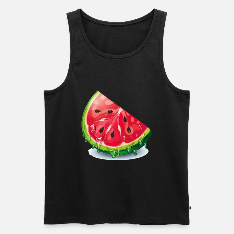 Wassermelone Tropfen Slice - Männer Premium Bio Tank Top - Schwarz