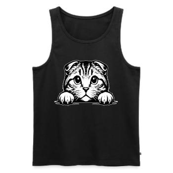 Scottish Fold-eared Cat with Paws - Men's Premium Organic Tank Top - black - Front - Michal (187cm)