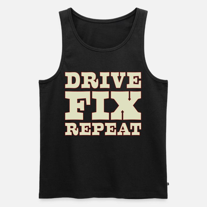 45b_solid_Drive_Fix_Repeat - Männer Premium Bio Tank Top - Schwarz