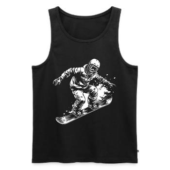 Dessin de snowboardeur - Débardeur bio Premium Homme - noir - Devant - AI Model Male 178 light (178cm)