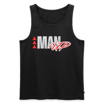 MAN UP MEN WORKOUT FITNESS MOTIVATIONAL POWER GYM - Men's Premium Organic Tank Top - black - Front - AI Model Male 178 light (178cm)