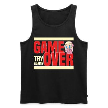 Game Over Retro Humor Noch Mal? - Männer Premium Bio Tank Top - Schwarz - Vorne - AI Model Male 178 light (178cm)