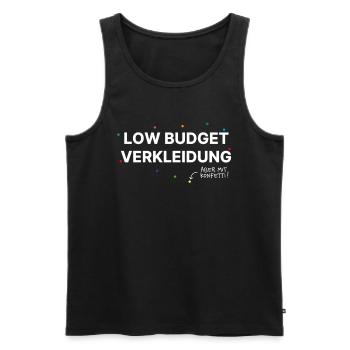 Low Budget Kostüm – mit Konfetti! Karneval Spaß - Männer Premium Bio Tank Top - Schwarz - Vorne - AI Model Male 178 light (178cm)
