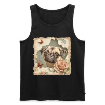 Mops Vintage - Männer Premium Bio Tank Top - Schwarz - Vorne - AI Model Male 178 light (178cm)