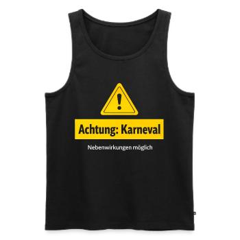 Attention carnival side effects possible - Men's Premium Organic Tank Top - black - Front - AI Model Male 178 light (178cm)