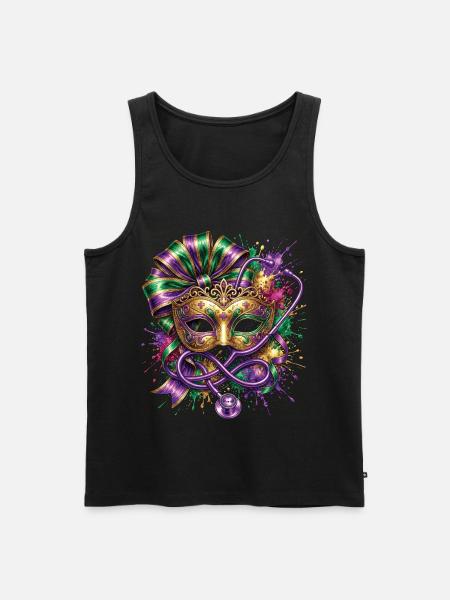 Mardi Gras Krankenschwester-Doktor-Maske - Männer Premium Bio Tank Top - Schwarz